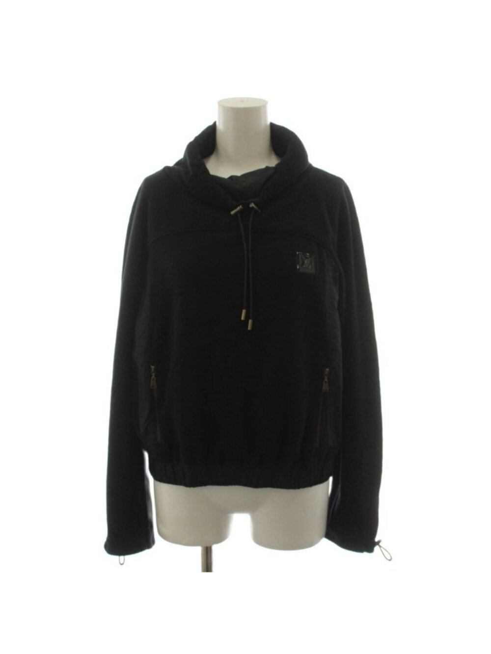 Louis Vuitton Sweatshirt Fleece Paneled High Neck Cashmere Blend Black M